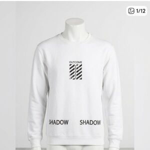 Gianni Lupo White “Outcome Shadow”Graphic Crewneck Sweatshirt Mens Medium